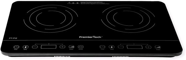 PremierTech® Piastra a Induzione Doppia Fornello Controlli Touch Display led 10 livelli di potenza 200>2000watt Timer 180min ultra slim  PremierTech PT-PI2