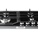Piano Cottura a Gas in Vetro Nero da 60cm 4 fuochi con Wok supporti in ghisa PremierTech PC604FG