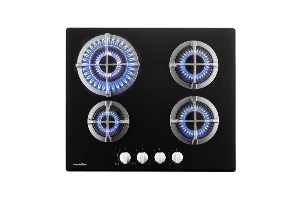 Piano cottura a gas 4 fuochi 60cm Vetro PremierTech PC4G60V