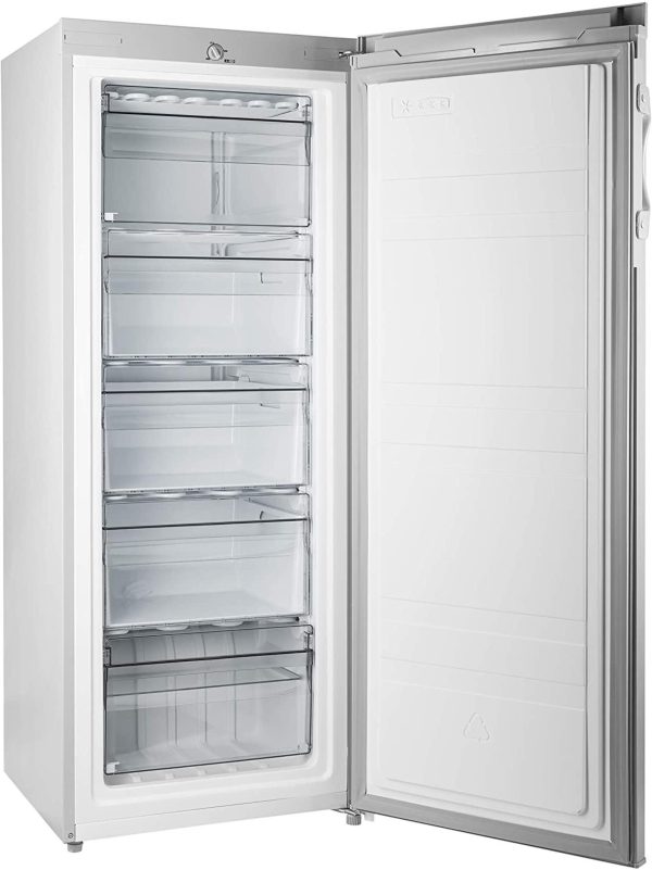 Congelatore Verticale Freezer 3 Cassetti e 2 Sportelli SILVER 160 litri -24°gradi Classe E 4**** Stelle PremierTech PT-FR153S 343398