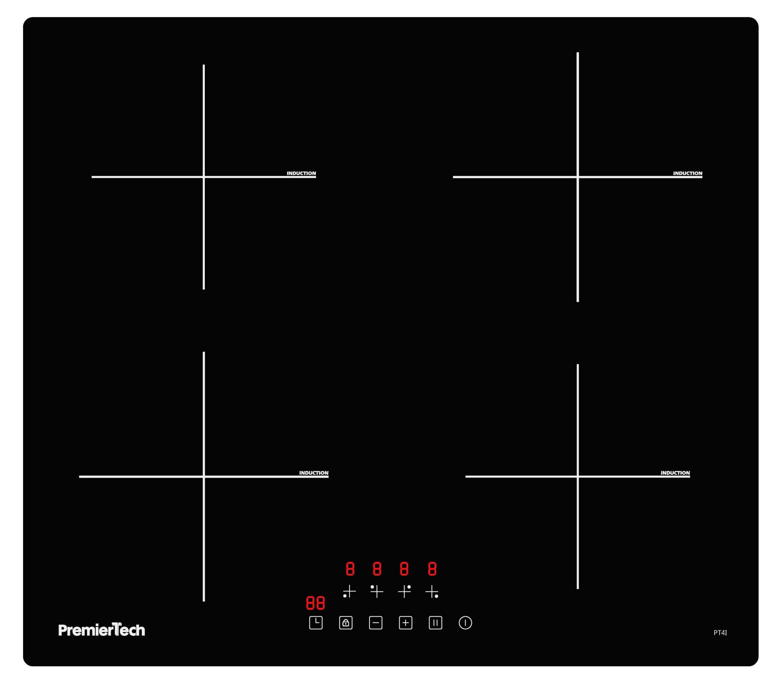 CIARRA Piano Cottura Induzione 4 Fuochi 6000W Sicurezza Bambini Potenza Regolabile 99 Min 59cm CD4BIH-A