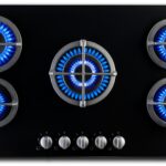 Piano cottura a gas 5 fuochi 90cm Vetro PremierTech PC5G90V