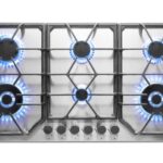 Piano Cottura a Gas a 6 fuochi da 90 cm doppio Wok in Acciaio Inox PremierTech PC906