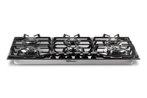 PremierTech® Piano Cottura a Gas a 6 fuochi da 90cm doppio Wok in Vetro Nero PremierTech PC906G