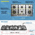 Piano Cottura a Gas a 6 fuochi da 90 cm doppio Wok in Acciaio Inox PremierTech PC906