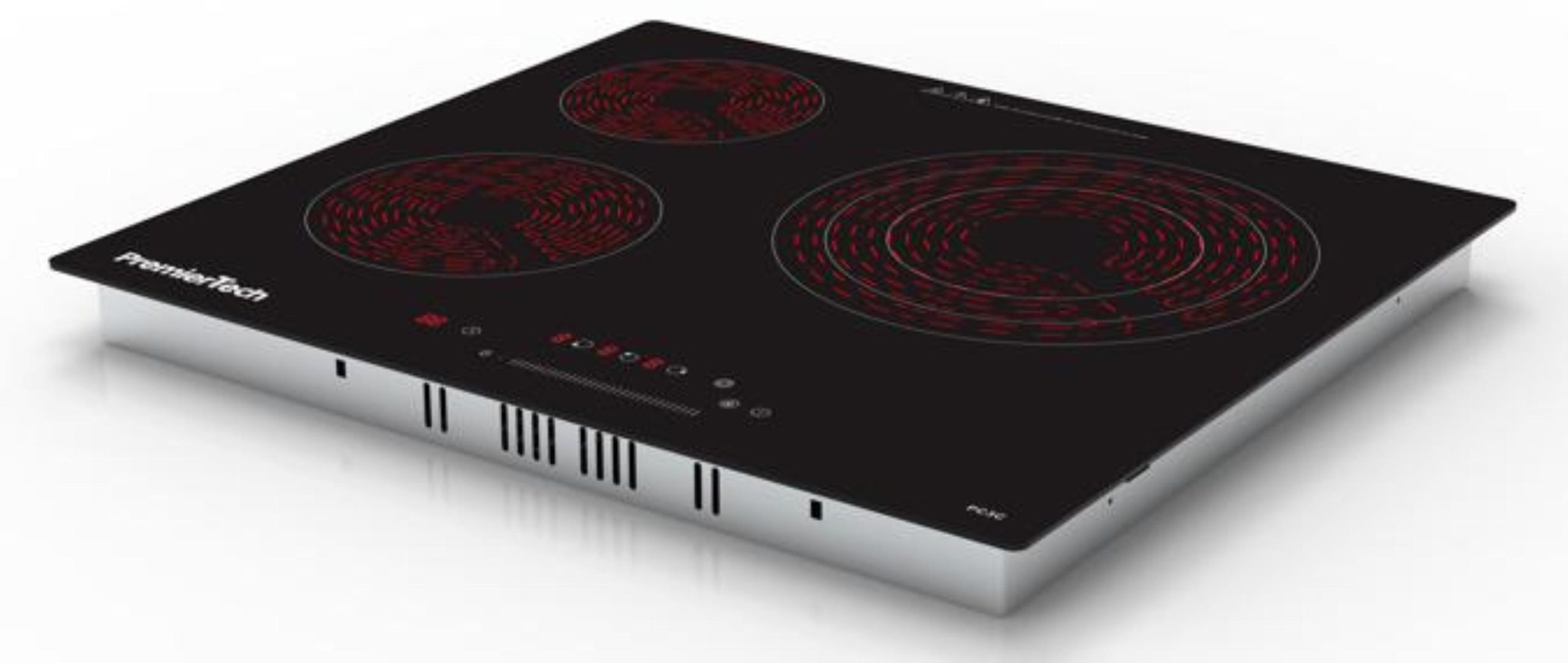 PremierTech® Piano Cottura 4 Fuochi Vetroceramica 60cm Elettrico da incasso Display Led Touch Control Vetro Front smussato PremierTech PT-PC4C