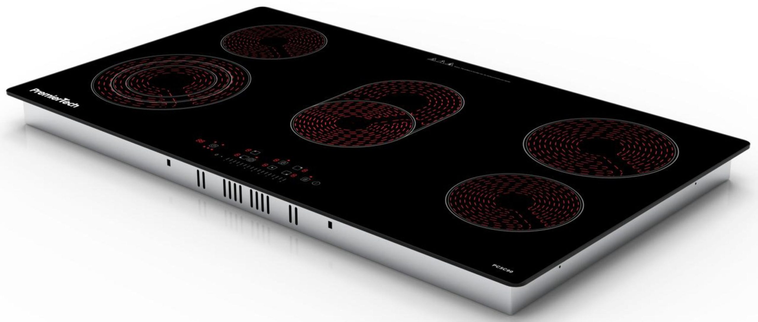 Piano Cottura 4 Fuochi Vetroceramica 60cm Elettrico da incasso Display Led Touch Control Vetro Front smussato PremierTech PT-PC4C