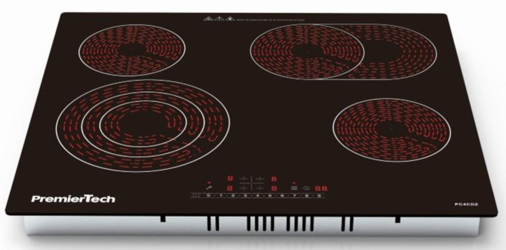 Piano Cottura 4 Fuochi Vetroceramica 60cm Elettrico da incasso Display Led Touch Control Vetro Front smussato PremierTech PT-PC4C