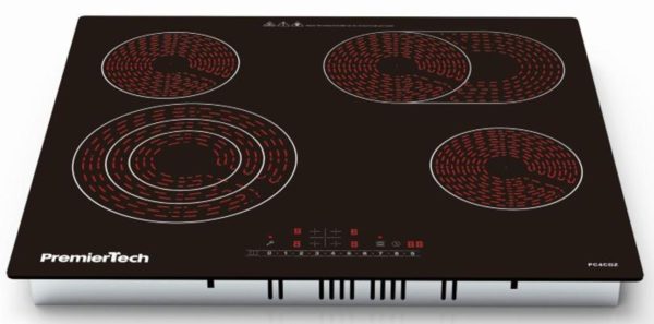 Piano Cottura 4 Fuochi Vetroceramica 60cm Elettrico da incasso Display Led Touch Control Vetro Front smussato PremierTech PT-PC4C