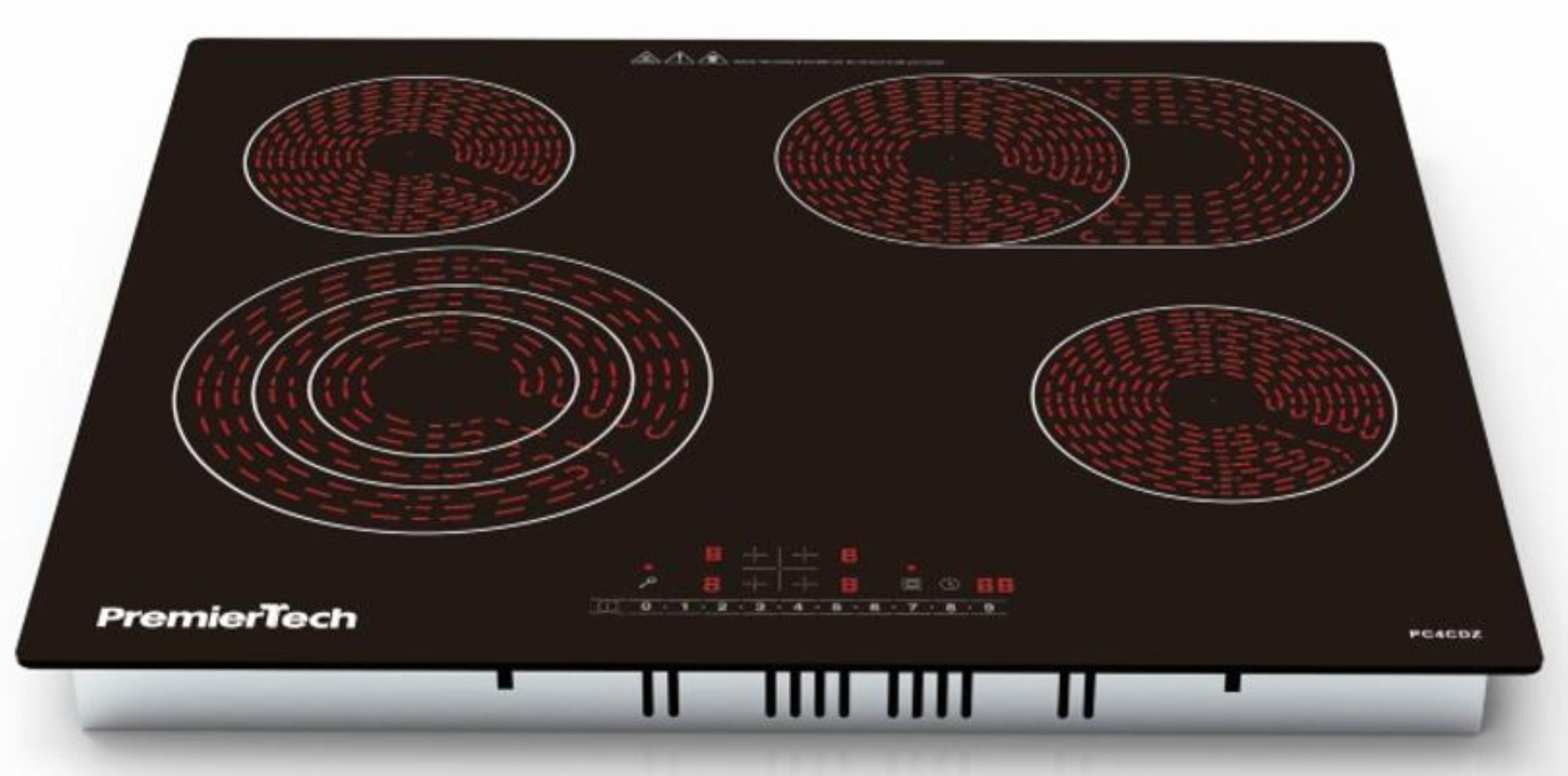 Piano Cottura 4 Fuochi Vetroceramica 60cm Elettrico da incasso Display Led Touch Control Vetro Front smussato PremierTech PT-PC4C