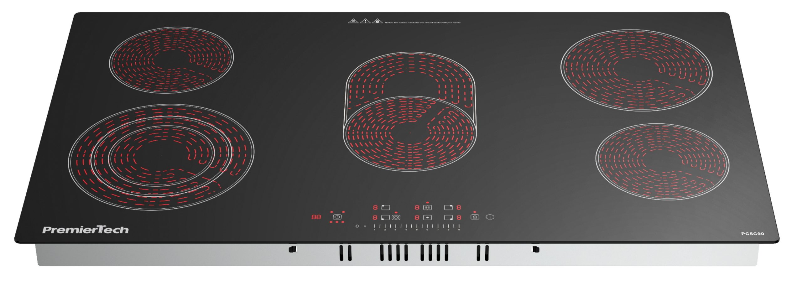 Piano Cottura 4 Fuochi Vetroceramica 60cm Elettrico da incasso Display Led Touch Control Vetro Front smussato PremierTech PT-PC4C
