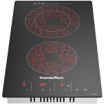 Piano Cottura Vetroceramica 30cm Elettrico 2 Fuochi Display Led Touch Control Vetro Front smussato PremierTech PT-PC2C