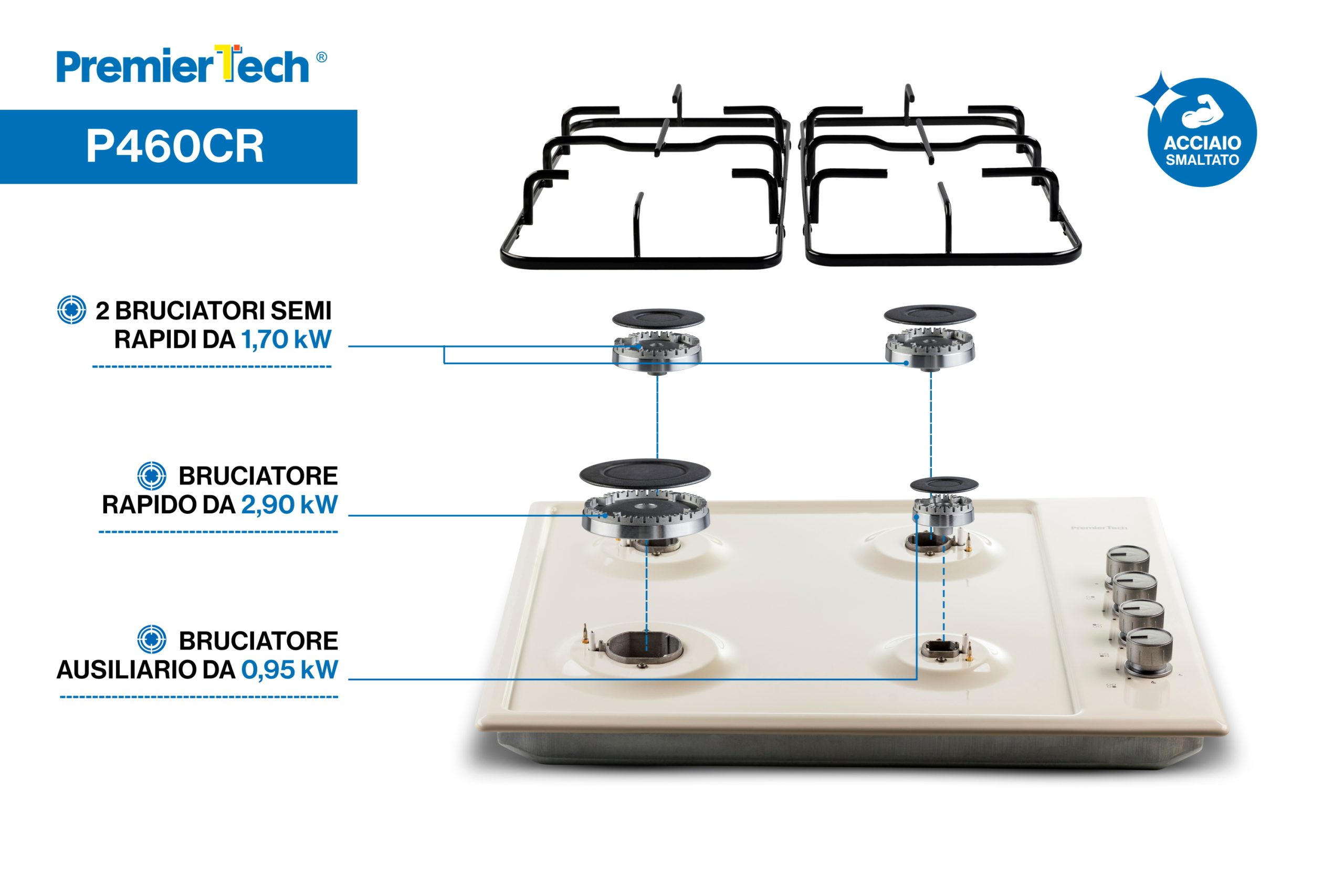 PremierTech® PremierTech Piano Cottura a Gas da 60cm PremierTech® PremierTech Piano Cottura a Gas da 60cm