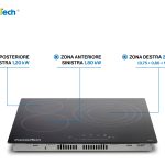 Piano Cottura 4 Fuochi Vetroceramica 60cm Elettrico da incasso Display Led Touch Control Vetro Front smussato PremierTech PT-PC4C
