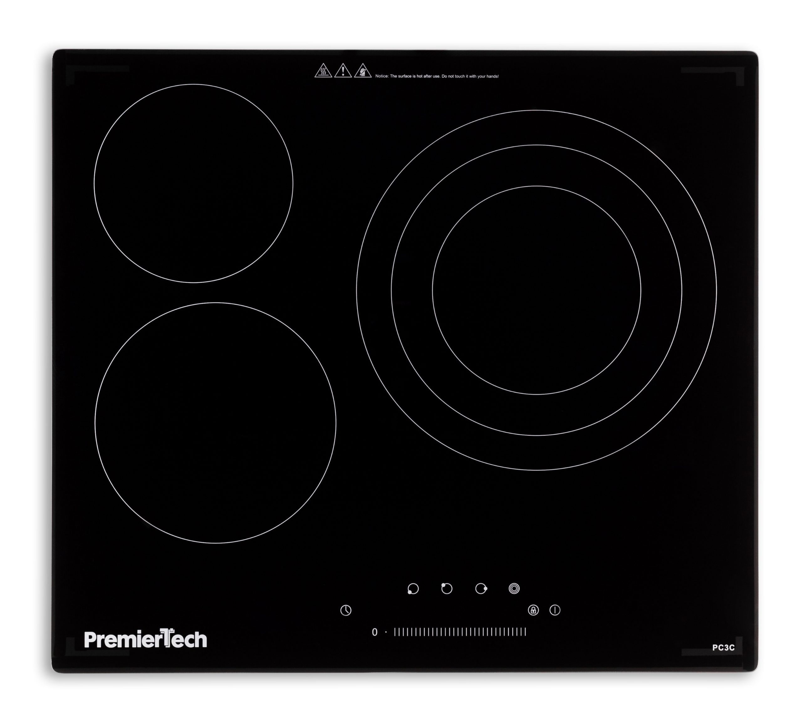 PremierTech® Piano Cottura 4 Fuochi Vetroceramica 60cm Elettrico da incasso Display Led Touch Control Vetro Front smussato PremierTech PT-PC4C