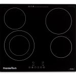 PremierTech® Piano Cottura 4 Fuochi Vetroceramica 60cm Elettrico da incasso Display Led Touch Control Vetro Front smussato PremierTech PT-PC4C
